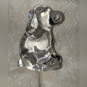 Vintage Signed Oreffors Crystal Dog Figurine.